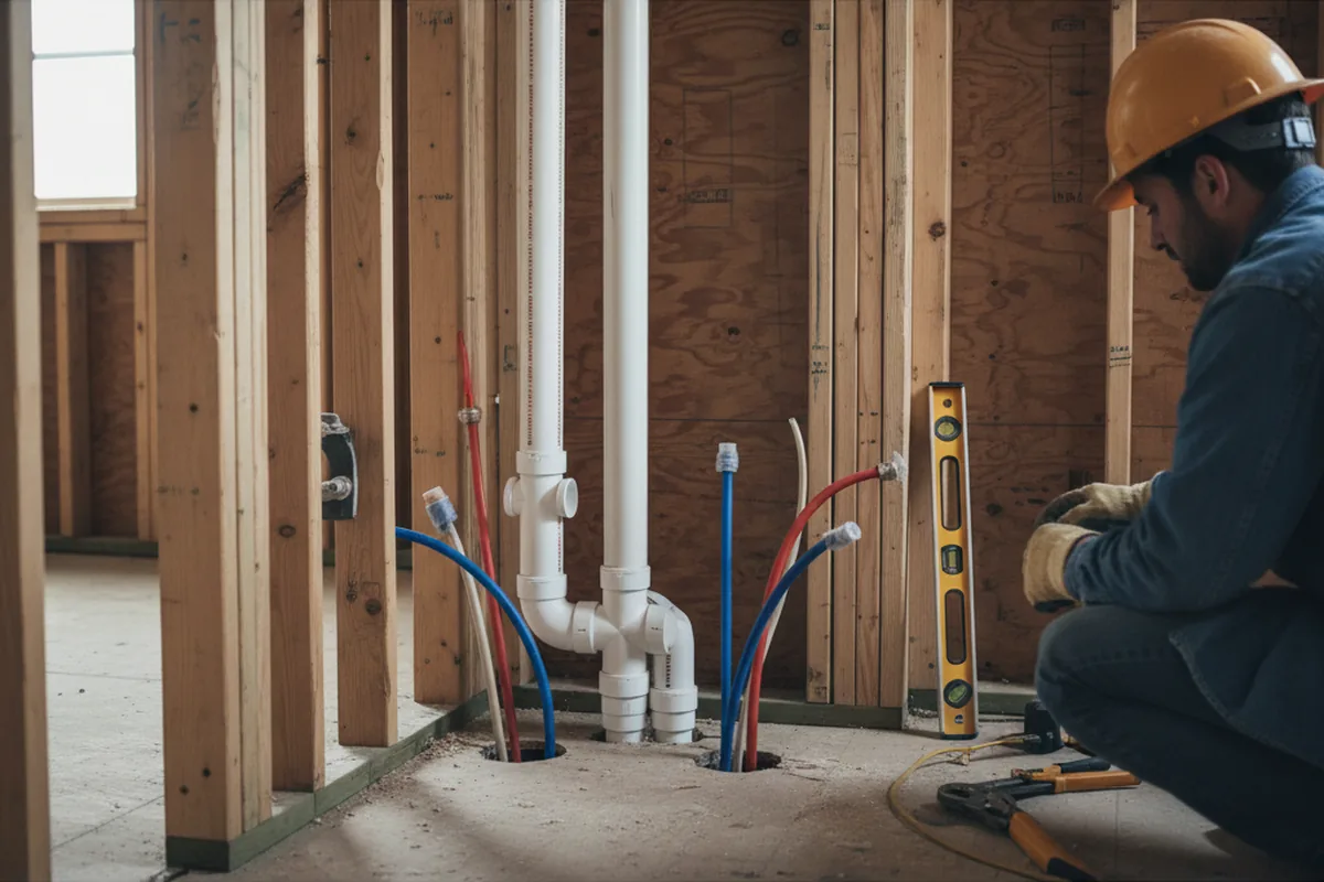 Drain and supply rough-in during Toilet Repair and Installation in Dorchester