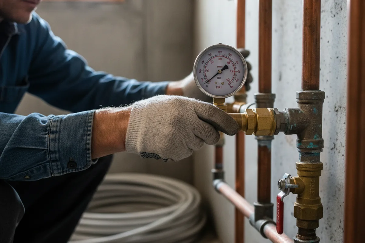 Pressure testing a repaired line during Water Line Repair in Dorchester